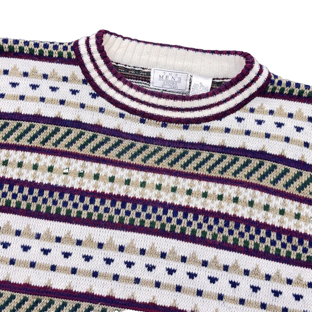 Vintage The Mens Store Sears Sweater Mens XL Fair Isle‎ Knit Pullover Korea 90s